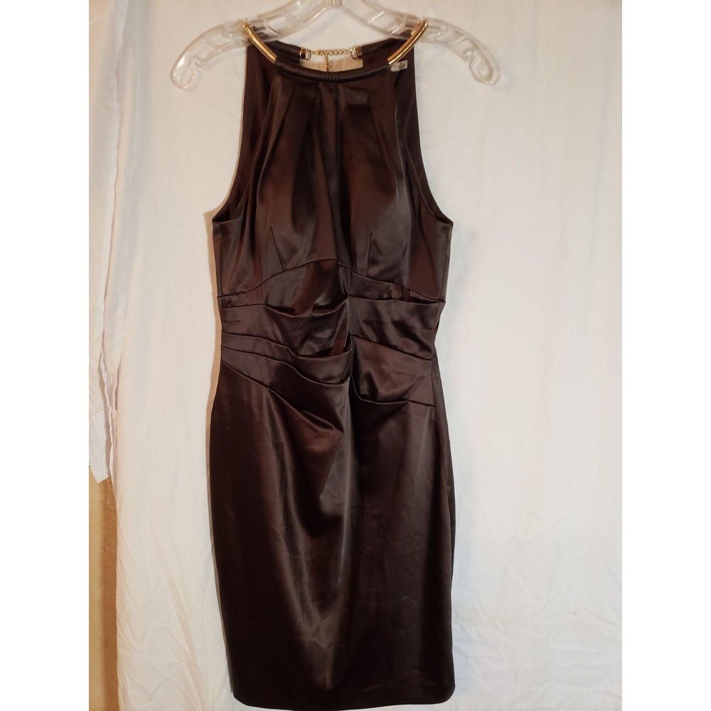 Women's Eliza J Sleeveless Brown Satin Like Dress Size 6